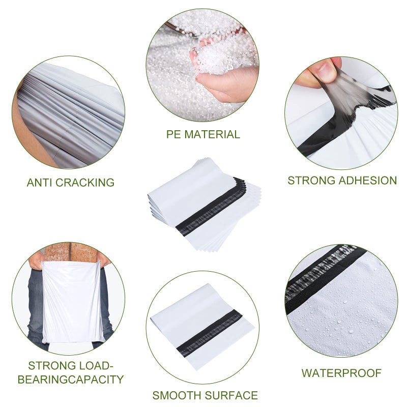 SJPACK Poly Mailers 10x13-inch 100 Bags 2.5 Mil Poly Mailers Envelopes Bags With Self-sealing Strip White Poly Bags - Image 3
